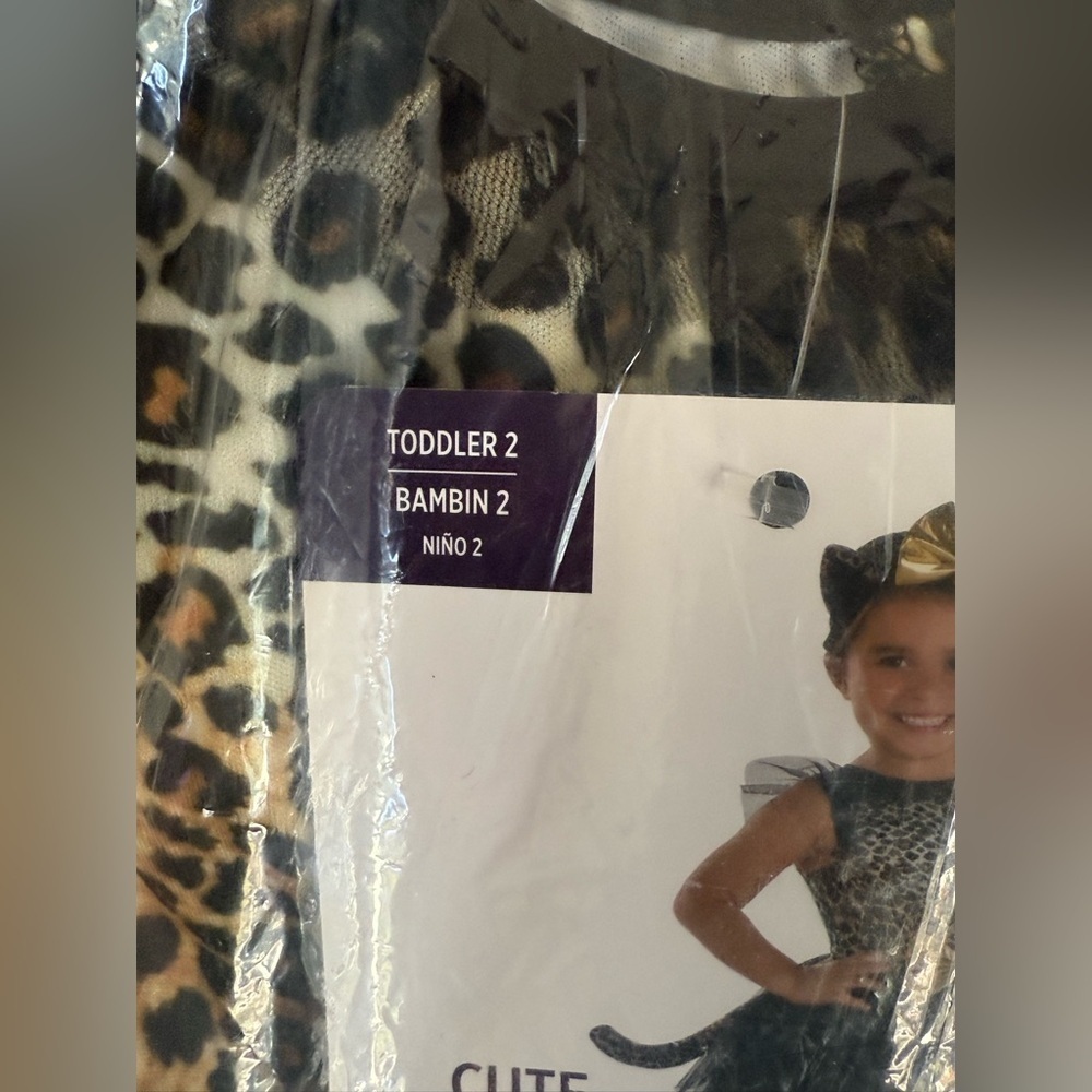 NWT Cute cat Halloween costume leopard dress tutu skirt bottom, bow & tail 2 T - Picture 3 of 5